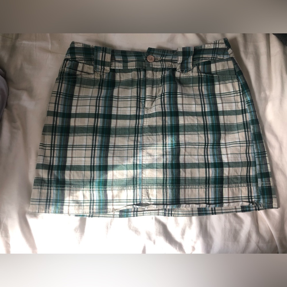 Green Plaid Mini Skirt y2k